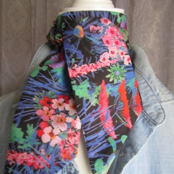 Liberty of London Accessories - Liberty of London Art Fabric Skinny Scarf Tresco Black Floral Bespoke Co…